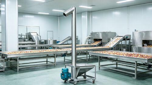 Toepassingsgeval van laagtemperatuurtransport van vriesgedroogde vruchtstukken door middel van een verticale schroefconveyor van roestvrij staal