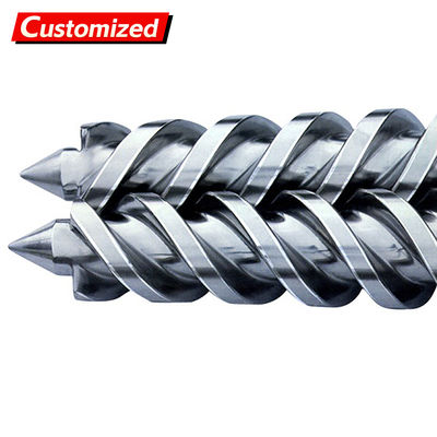 Goede prijs. aangepaste Co-roterende Conische Twin Screw Barrel voor PVC Pijp Profiel WPC Conische Twin Bimetalen Schroef Barrel online